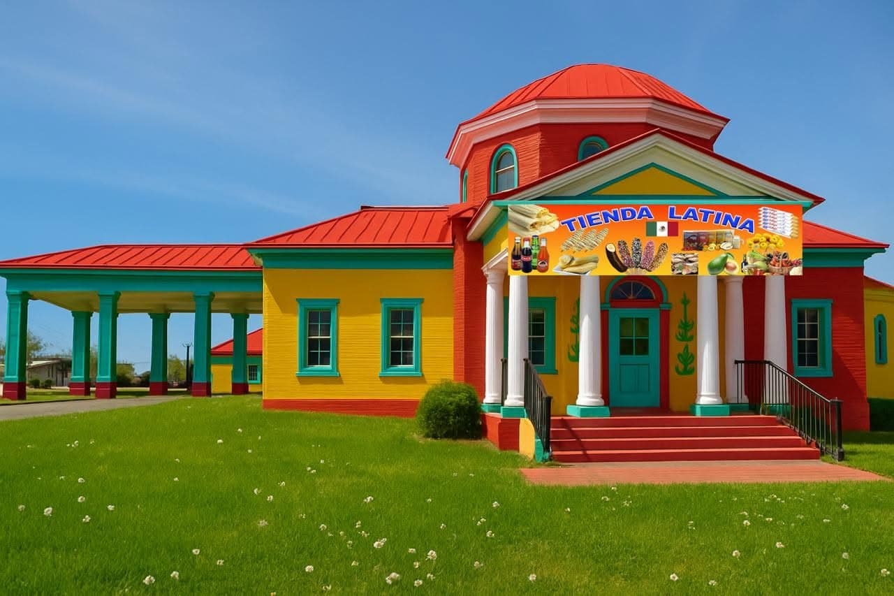 The colorful Tienda Latina Group storefront in Huntingburg